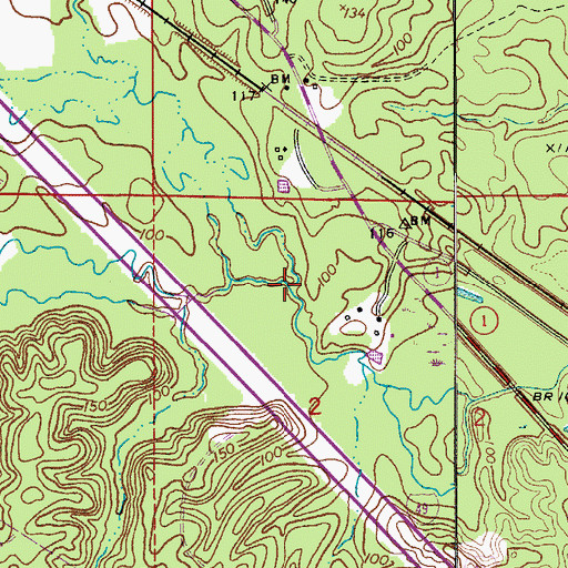 Topographic Map of Cherry Creek, LA