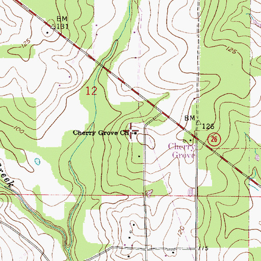 Topographic Map of Cherry Grove Church, LA