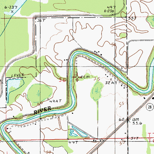 Topographic Map of Chevallier Cemetery, LA