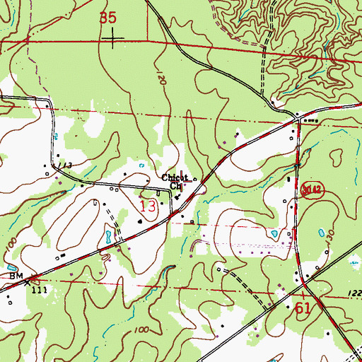 Topographic Map of Chicot Church, LA