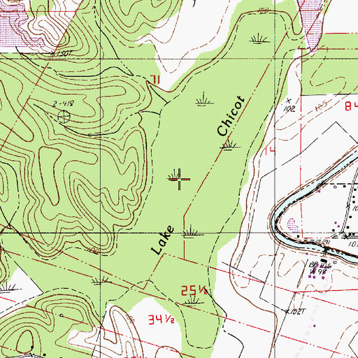 Topographic Map of Lake Chicot, LA
