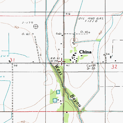 Topographic Map of China, LA