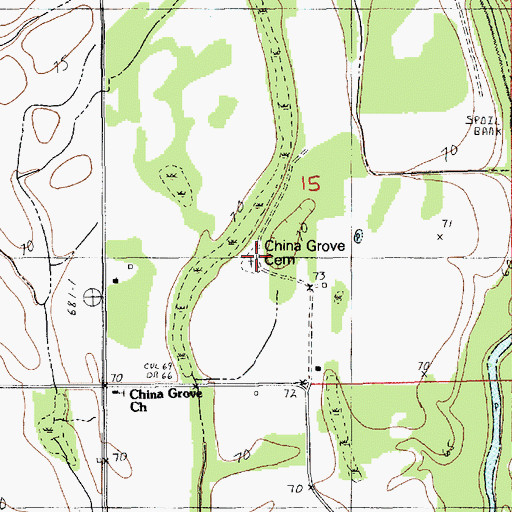 Topographic Map of China Grove Cemetery, LA