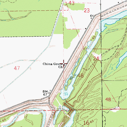 Topographic Map of China Grove Church, LA