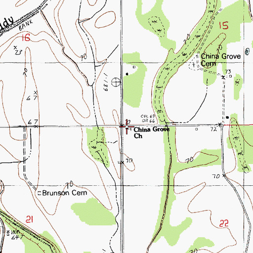 Topographic Map of China Grove Church, LA