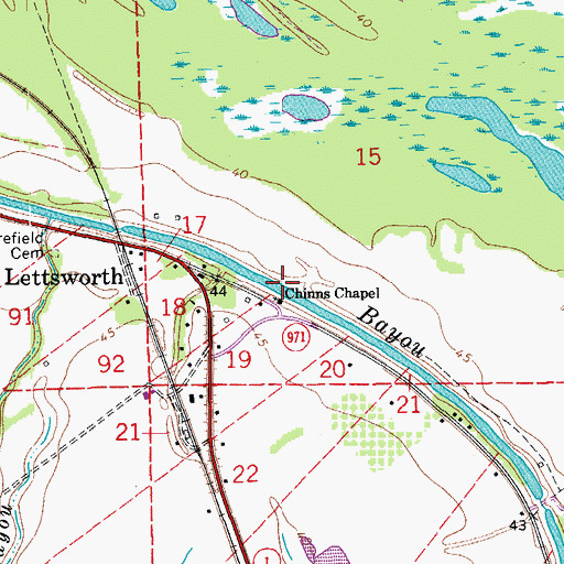 Topographic Map of Chinns Chapel, LA