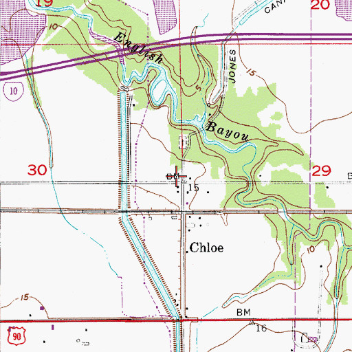 Topographic Map of Chloe, LA