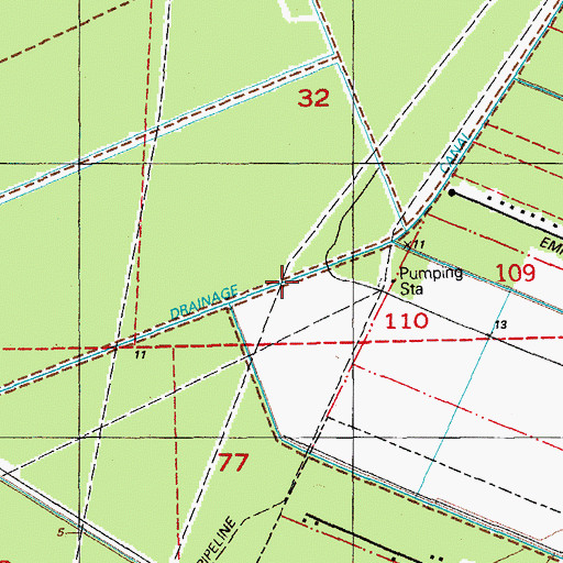 Topographic Map of Choctaw Basin Drainage Canal, LA