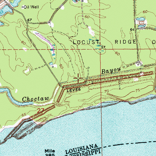 Topographic Map of Choctaw Bayou, LA