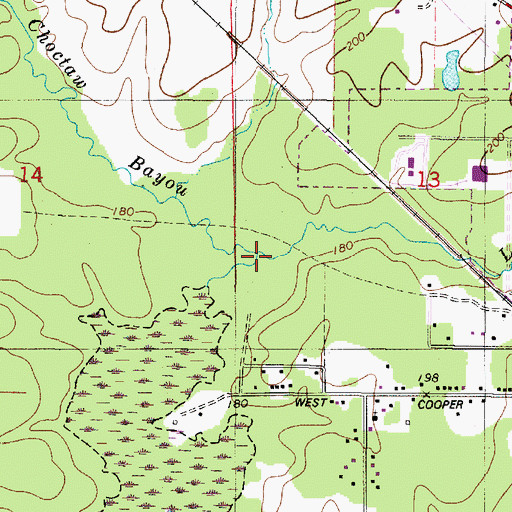 Topographic Map of Choctaw Bayou, LA