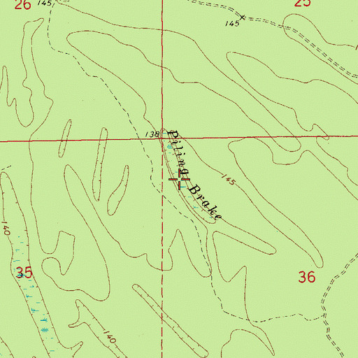 Topographic Map of Piling Brake, AR