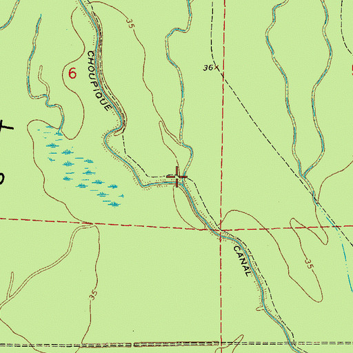 Topographic Map of Choupique Canal, LA