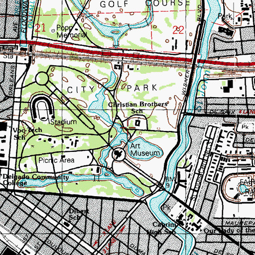 Topographic Map of CHRISTIAN BROTHERS SCHOOL, LA