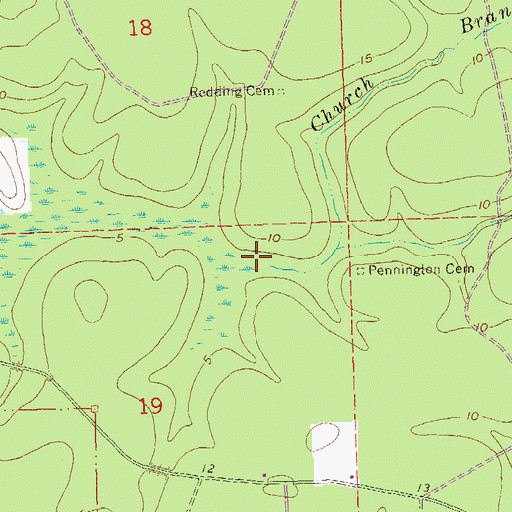 Topographic Map of Church Branch, LA