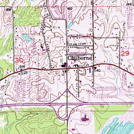 Topographic Map of Claiborne, LA