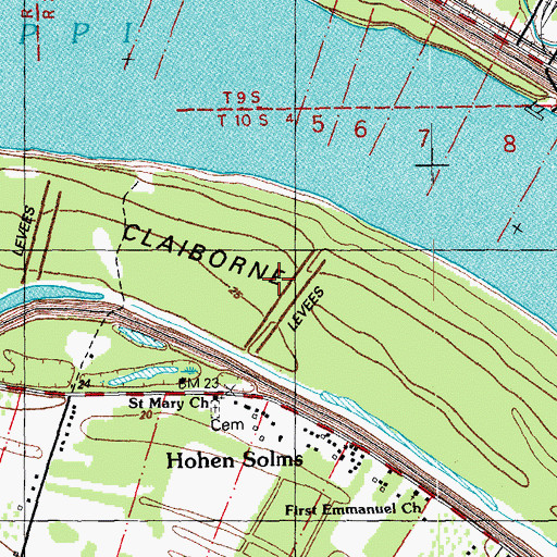 Topographic Map of Claiborne Island, LA