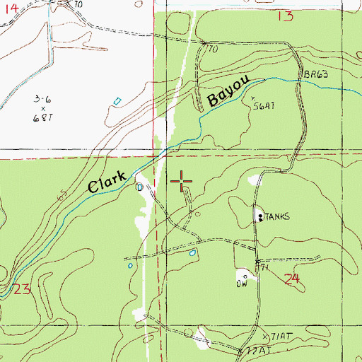 Topographic Map of Clark Bayou, LA
