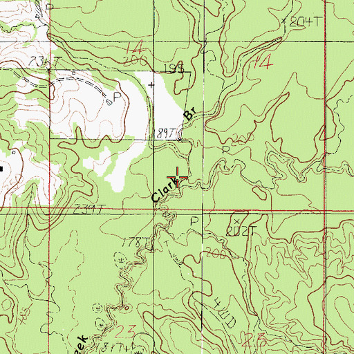 Topographic Map of Clark Branch, LA