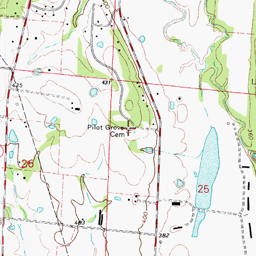 Topographic Map of Pilot Grove Cemetery, AR