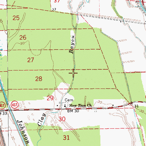 Topographic Map of Clay Bayou, LA