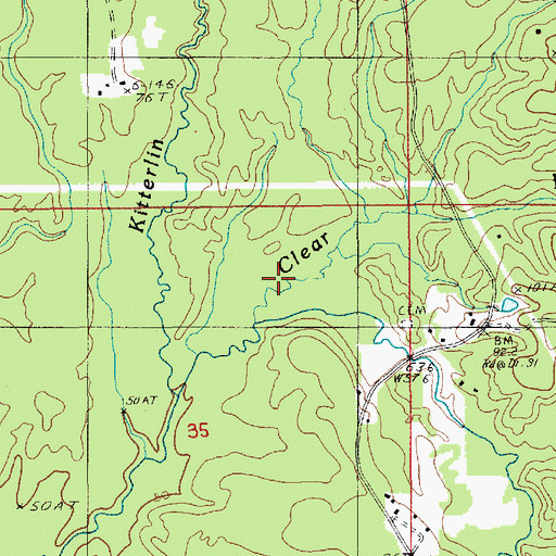 Topographic Map of Clear Branch, LA