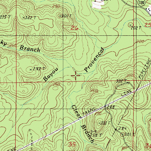 Topographic Map of Clear Branch, LA
