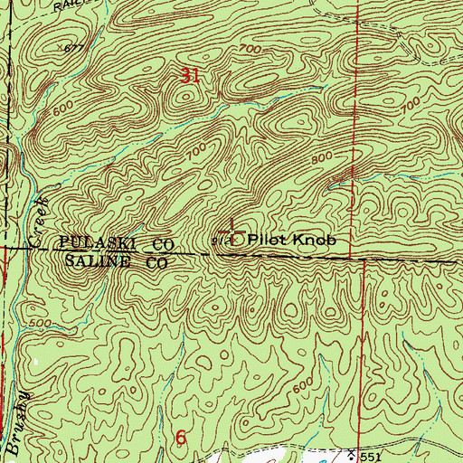 Topographic Map of Pilot Knob, AR