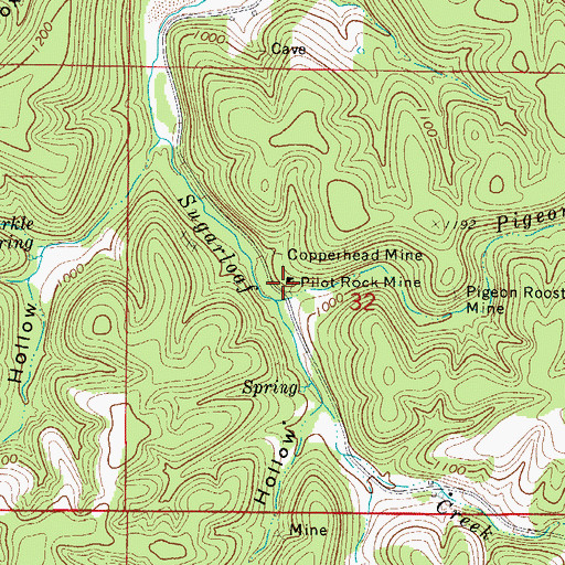 Topographic Map of Pilot Rock Mine, AR