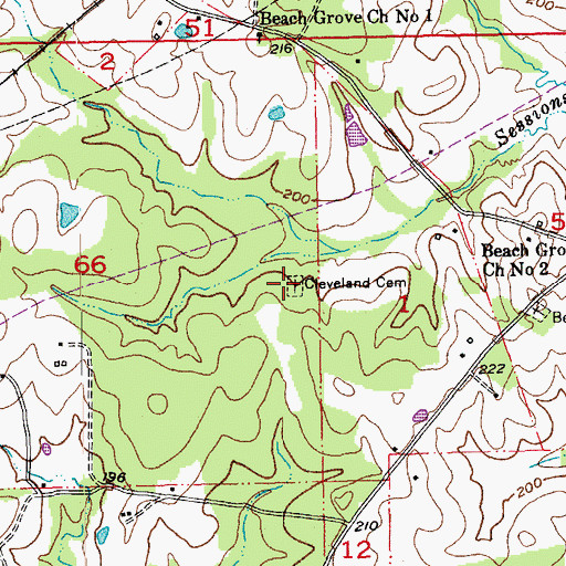 Topographic Map of Cleveland Cemetery, LA