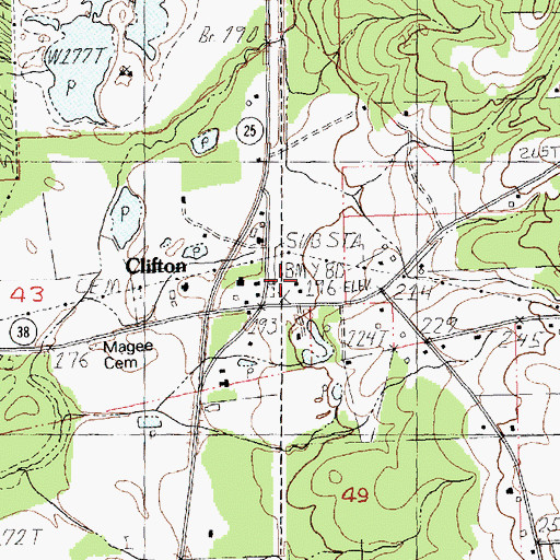 Topographic Map of Clifton, LA