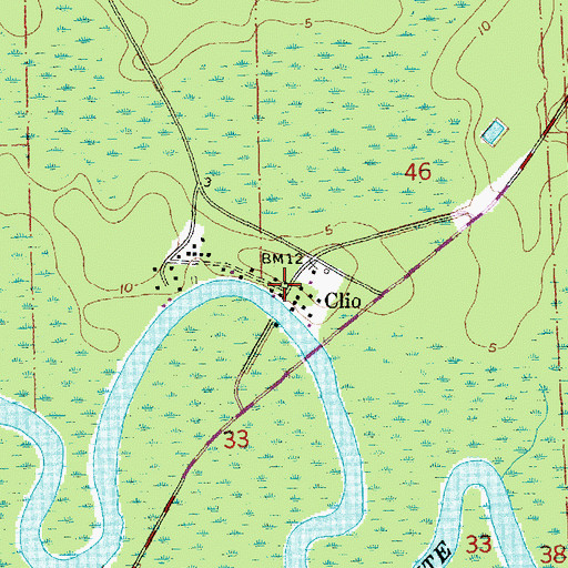 Topographic Map of Clio, LA