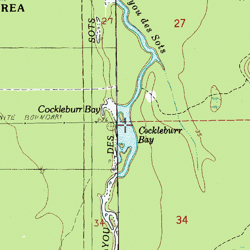 Topographic Map of Cockleburr Bay, LA