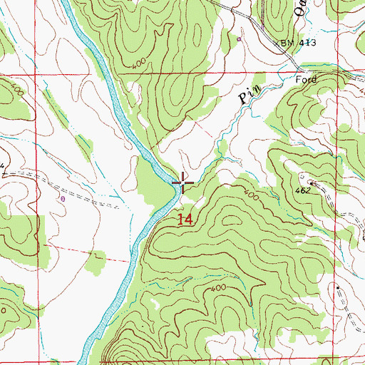 Topographic Map of Pin Oak Creek, AR