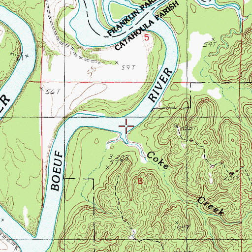 Topographic Map of Coke Creek, LA