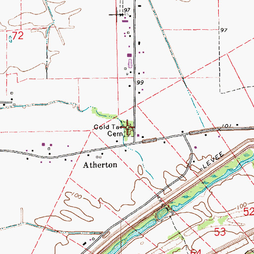 Topographic Map of Cold Tar Cemetery, LA