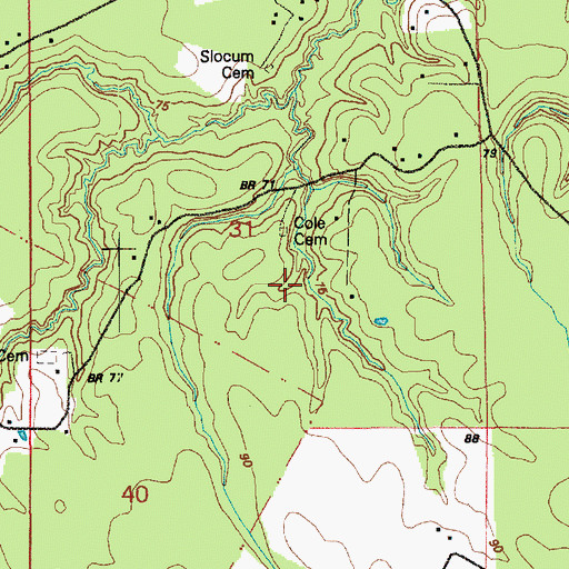 Topographic Map of Cole Cemetery, LA