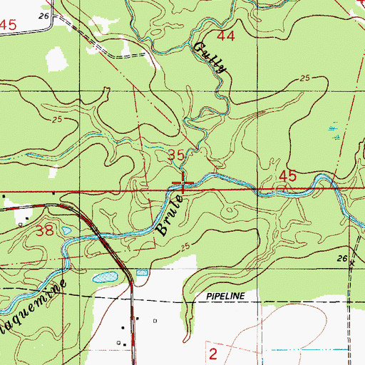 Topographic Map of Cole Gully, LA