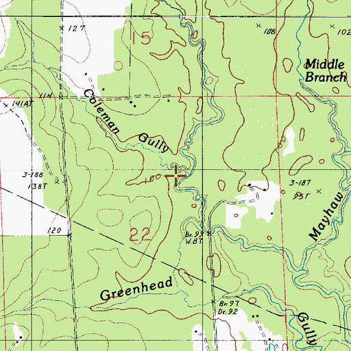 Topographic Map of Coleman Gully, LA