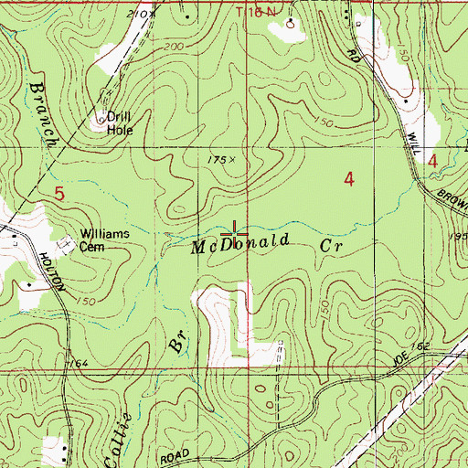 Topographic Map of Collie Branch, LA