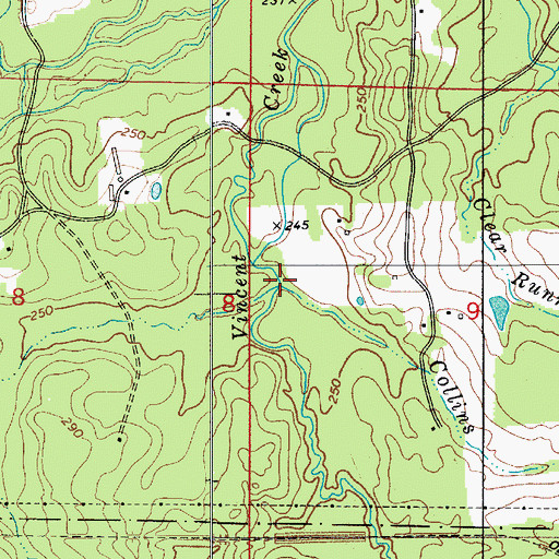 Topographic Map of Collins Branch, LA