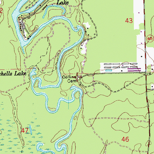 Topographic Map of Collins Cemetery, LA