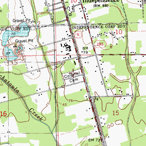 Topographic Map of Colonial Cemetery, LA
