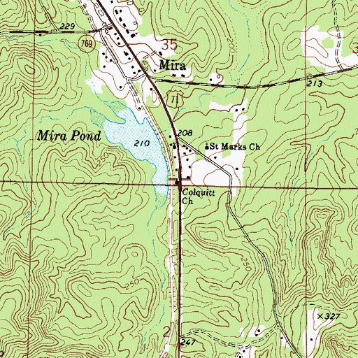 Topographic Map of Colquitt Church, LA
