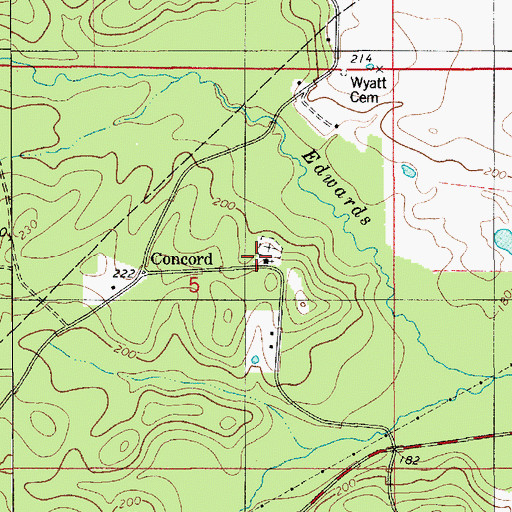 Topographic Map of Concord Church, LA
