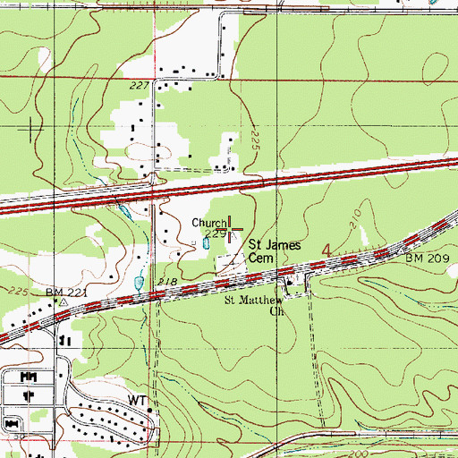 Topographic Map of Concord School, LA