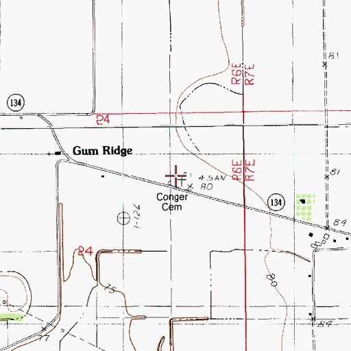 Topographic Map of Conger Cemetery, LA