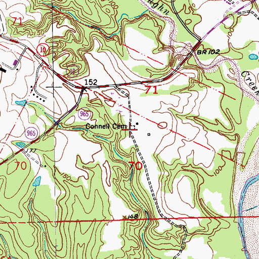 Topographic Map of Connell Cemetery, LA