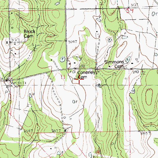 Topographic Map of Connerley Cemetery, LA