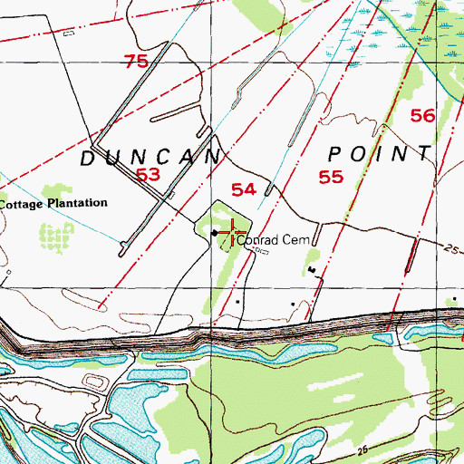 Topographic Map of Conrad Cemetery, LA