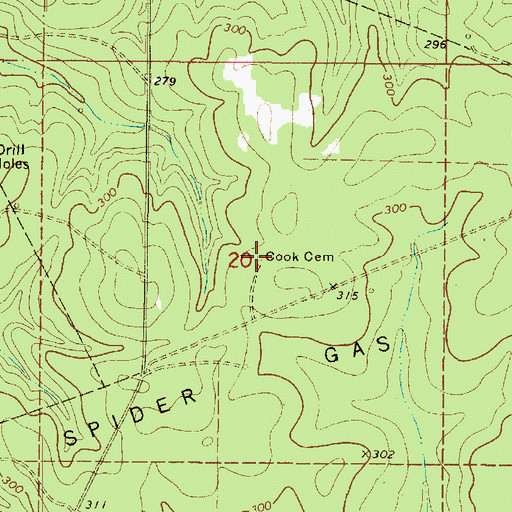 Topographic Map of Cook Cemetery, LA